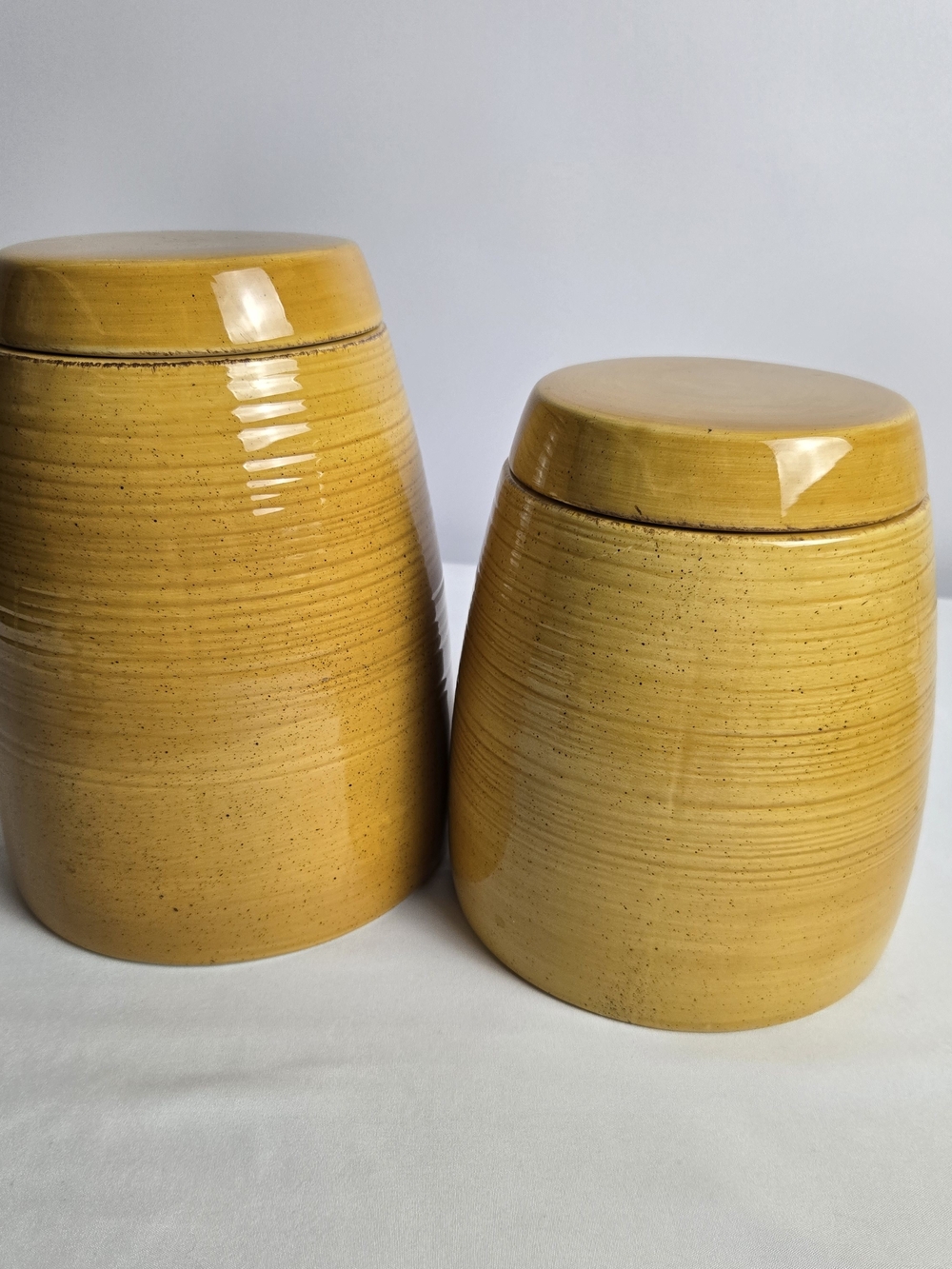 Yellow Ceramic Lidded Canister 2/ Set Tabletop Gallery Portifino Hand Painted
